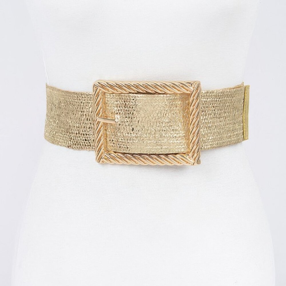Wide Metal Buckle Plus Size Clear Belt